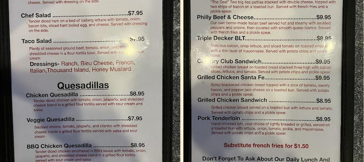 Riehle's Neighborhood Bar and Grill Menu